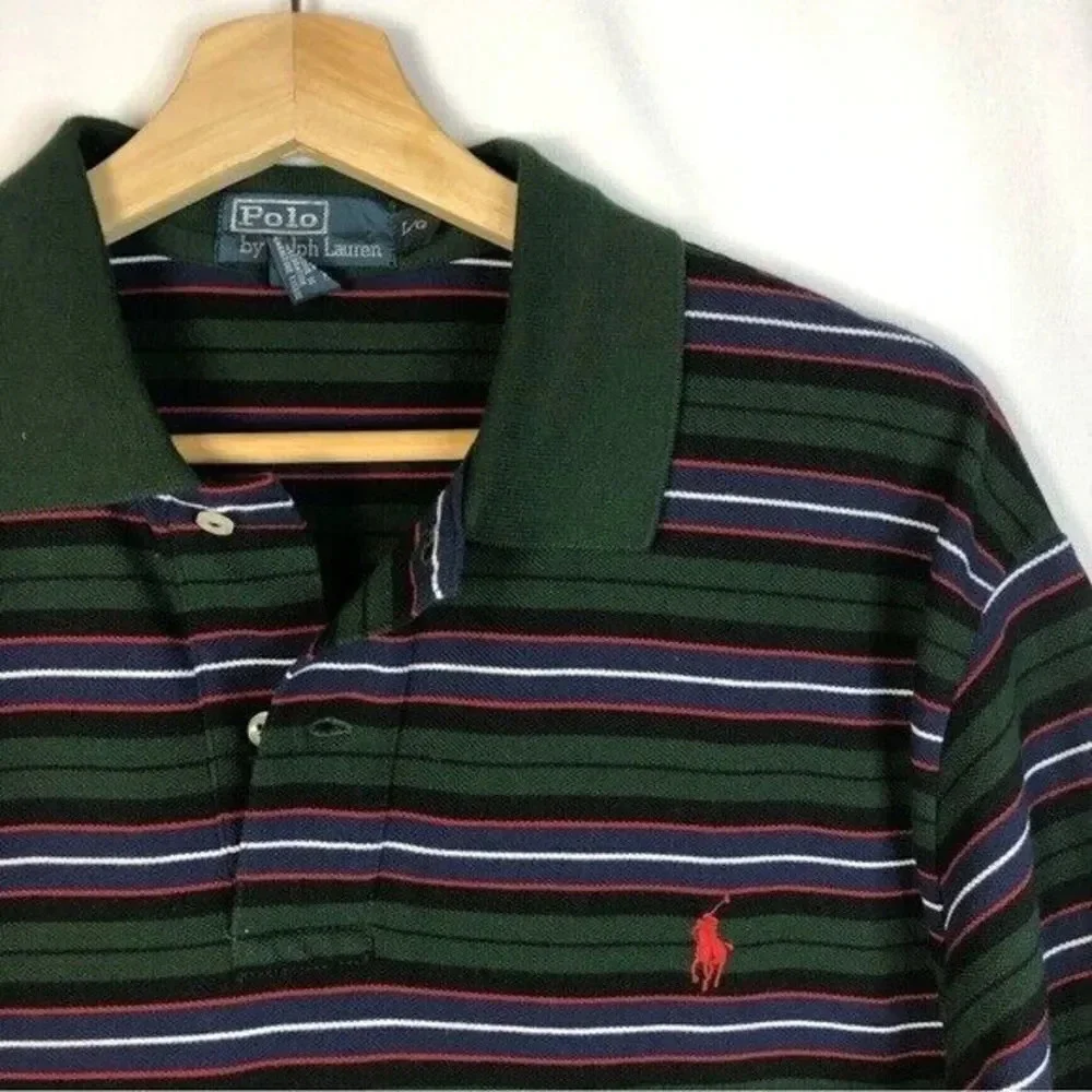 Polo Ralph Lauren Hunter Green Stripe Short Sleeve Polo L